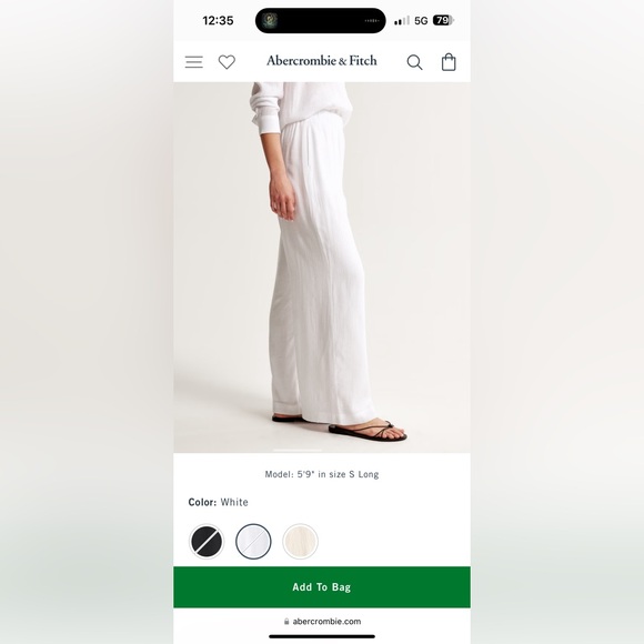 Abercrombie & Fitch Crinkle Texture Pull-on Pants - White - Picture 3 of 7